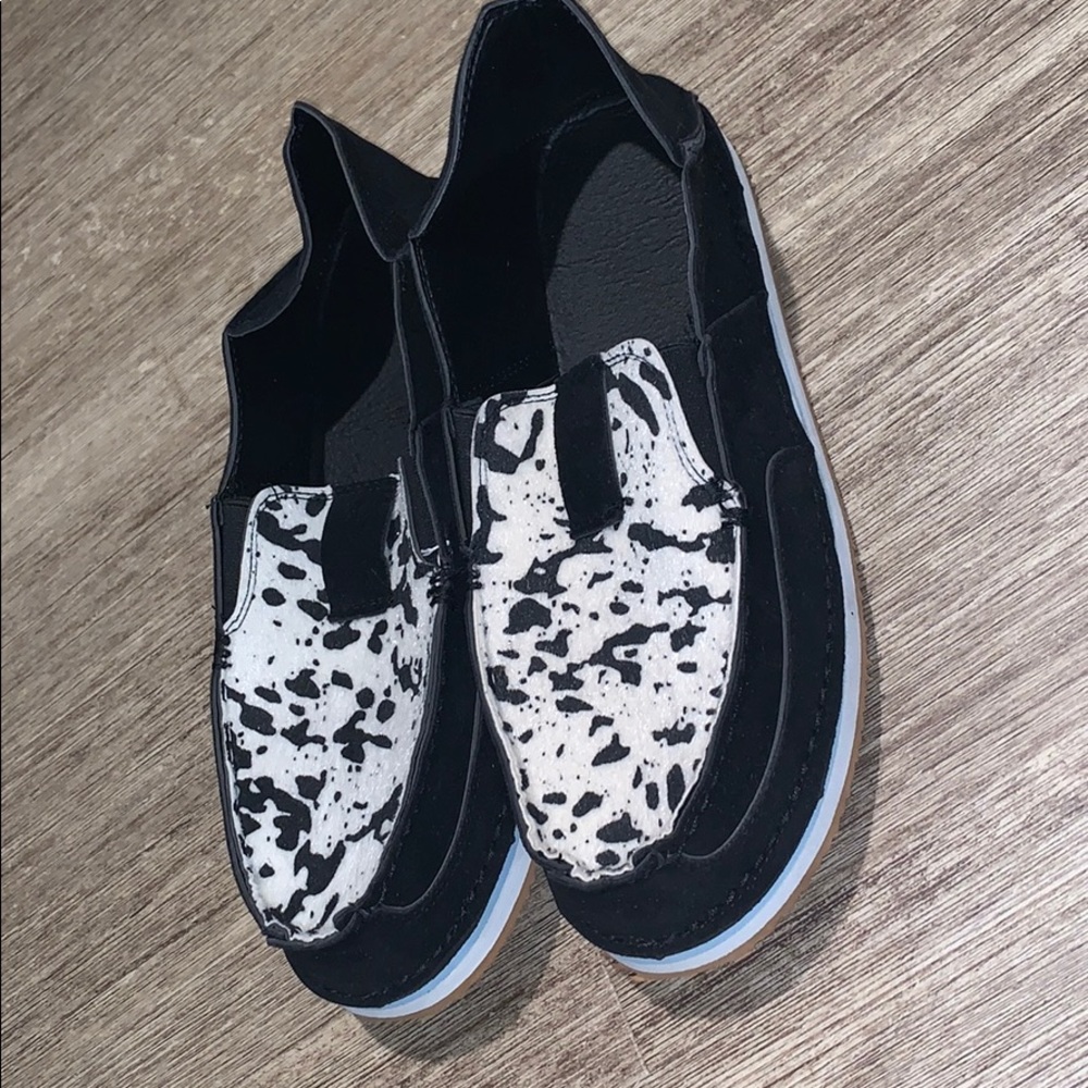 Cow Print Slip-On Shoes